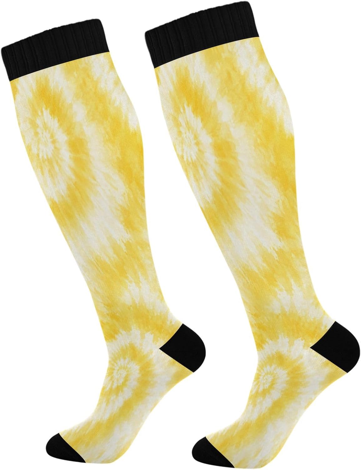 Knee High Sock Women - Yellow Tie-dye Compression Socks for Women