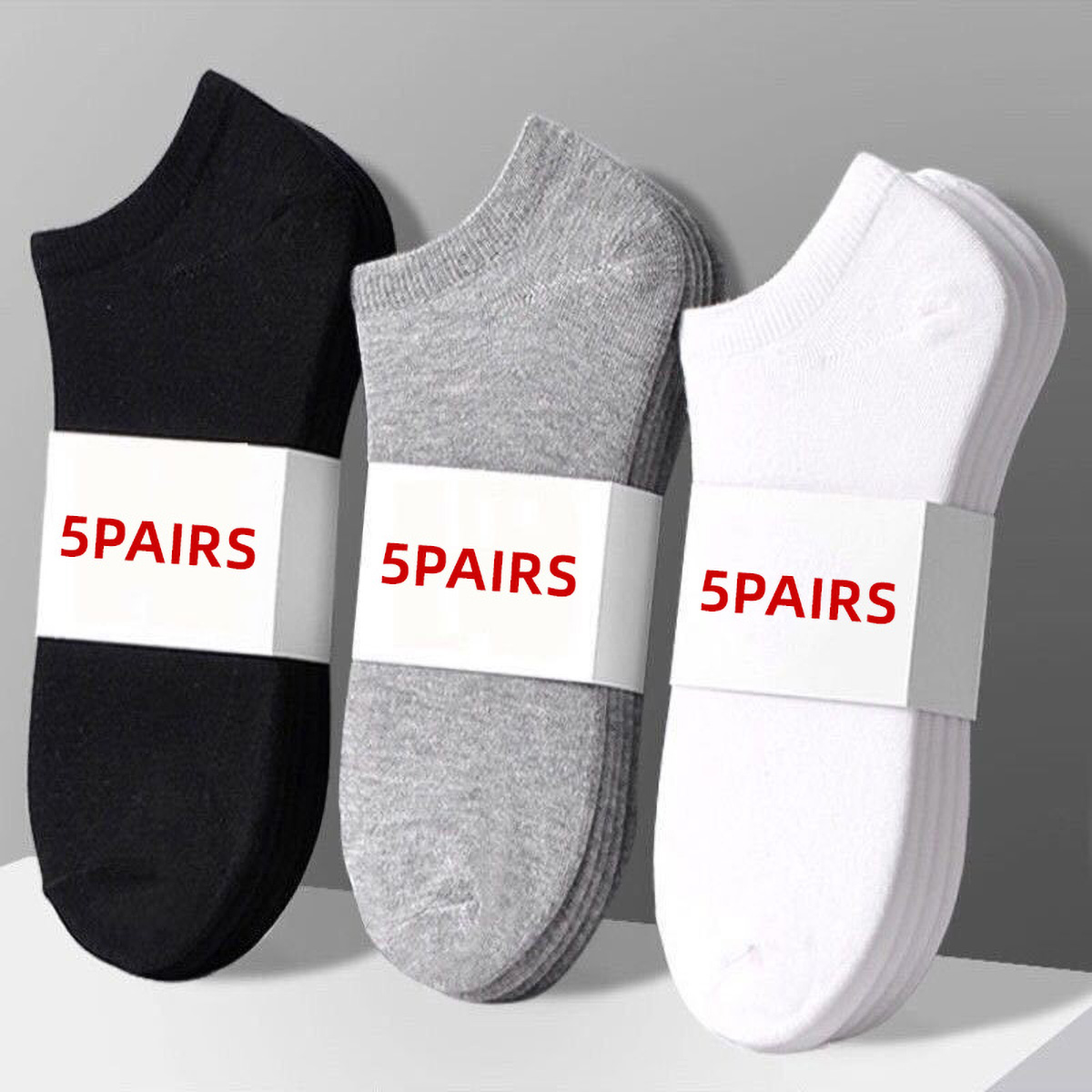 5 Pairs Unisex Casual Plain Co - No Show Sock Women recension och pris