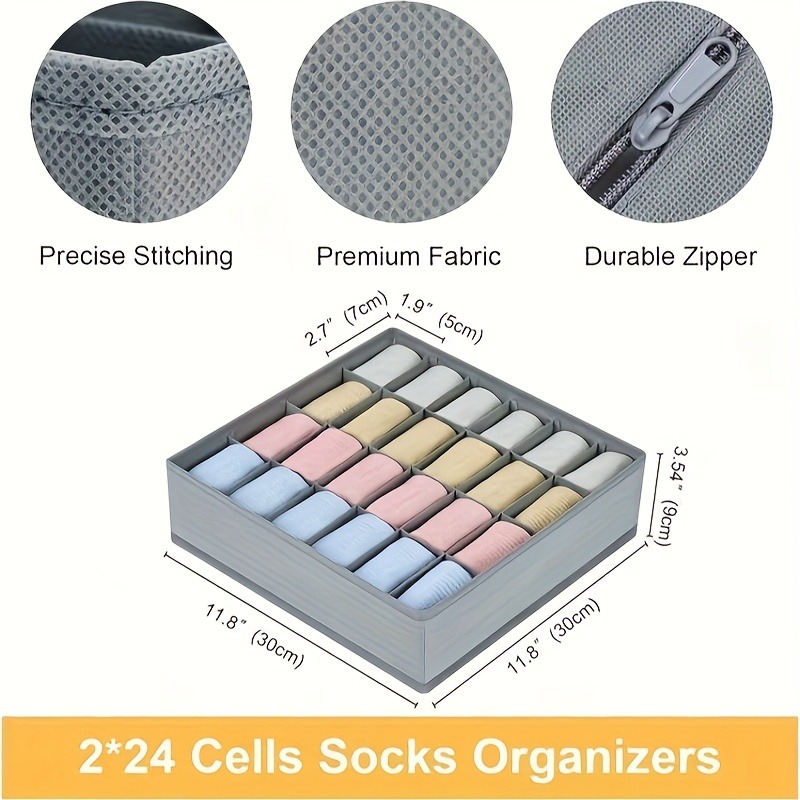 2Pcs 24-Compartment Fabric Soc - Sock Organizer Tray recension och pris