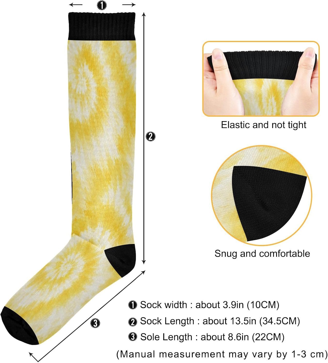 Yellow Tie-dye Compression Soc - Knee High Sock Women recension och pris